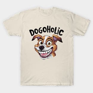 Funny Dogoholic Big Smile Cartoon for Dog Lovers T-Shirt